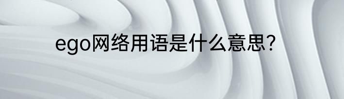 ego网络用语是什么意思？
