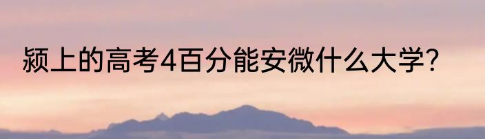 颍上的高考4百分能安微什么大学？