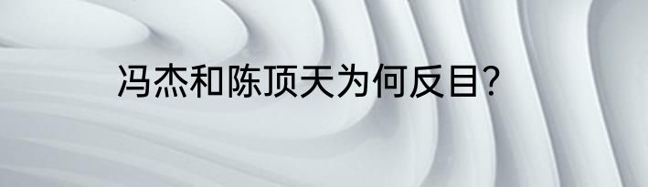 冯杰和陈顶天为何反目？