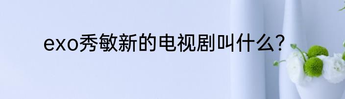 exo秀敏新的电视剧叫什么？