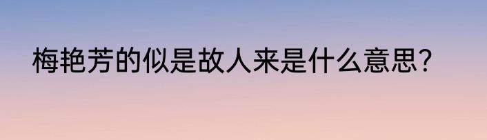 梅艳芳的似是故人来是什么意思？