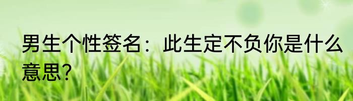 男生个性签名：此生定不负你是什么意思？