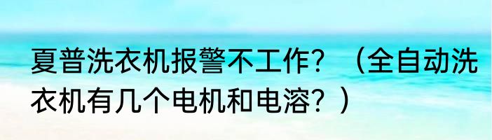 夏普洗衣机报警不工作？（全自动洗衣机有几个电机和电溶？）