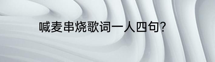 喊麦串烧歌词一人四句？