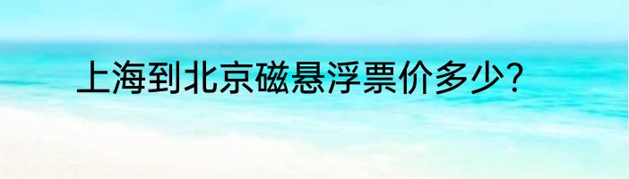 上海到北京磁悬浮票价多少？