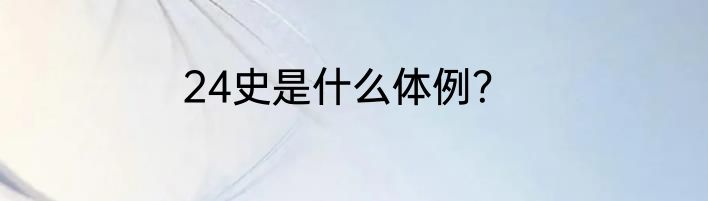 24史是什么体例？