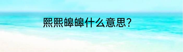 熙熙皞皞什么意思？