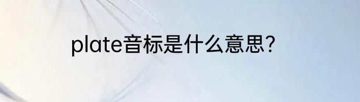 plate音标是什么意思？