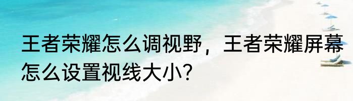 王者荣耀怎么调视野，王者荣耀屏幕怎么设置视线大小？