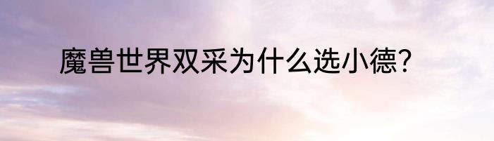 魔兽世界双采为什么选小德？