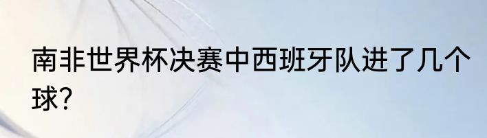 南非世界杯决赛中西班牙队进了几个球？