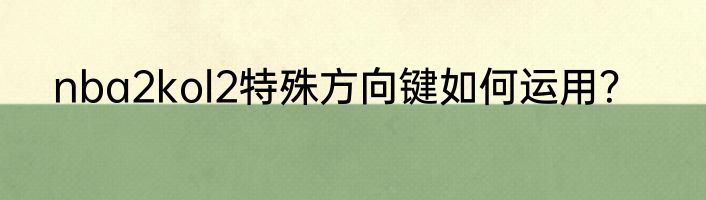 nba2kol2特殊方向键如何运用？