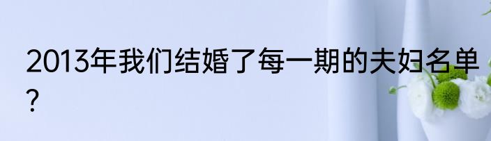 2013年我们结婚了每一期的夫妇名单？