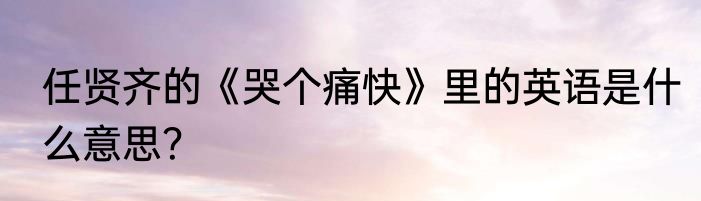 任贤齐的《哭个痛快》里的英语是什么意思？