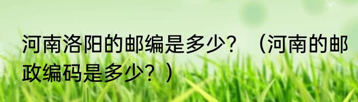 河南洛阳的邮编是多少？（河南的邮政编码是多少？）