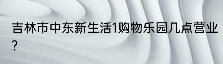 吉林市中东新生活1购物乐园几点营业？