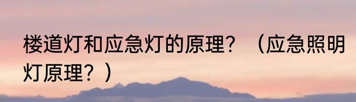 楼道灯和应急灯的原理？（应急照明灯原理？）