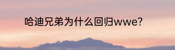 哈迪兄弟为什么回归wwe？