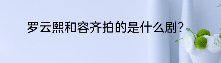 罗云熙和容齐拍的是什么剧？