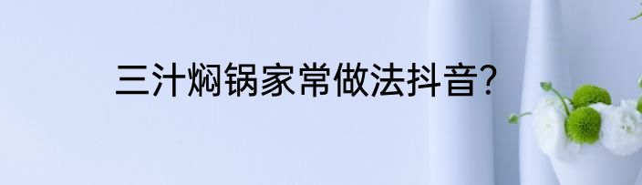 三汁焖锅家常做法抖音？