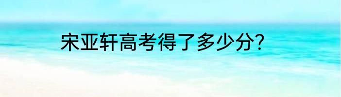 宋亚轩高考得了多少分？