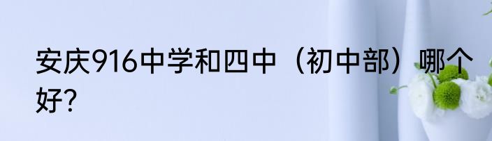 安庆916中学和四中（初中部）哪个好？
