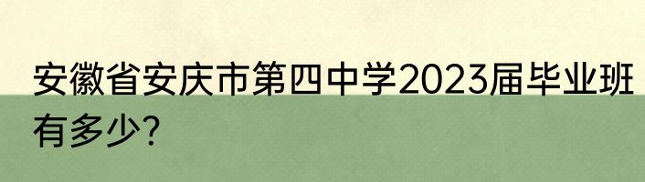 安徽省安庆市第四中学2023届毕业班有多少？