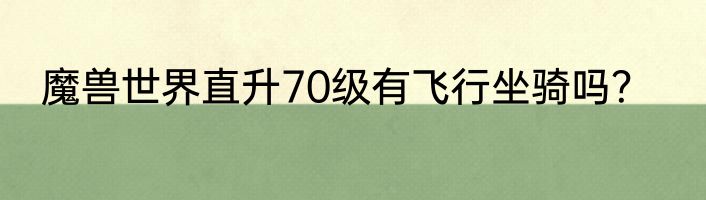 魔兽世界直升70级有飞行坐骑吗？