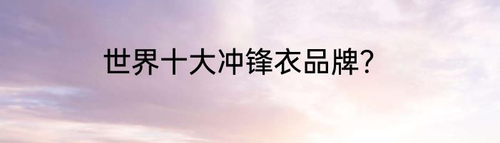 世界十大冲锋衣品牌？