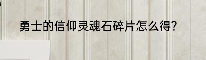勇士的信仰灵魂石碎片怎么得？