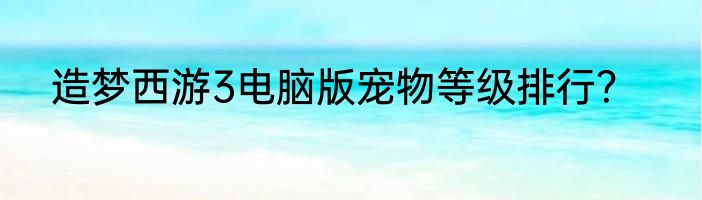 造梦西游3电脑版宠物等级排行？