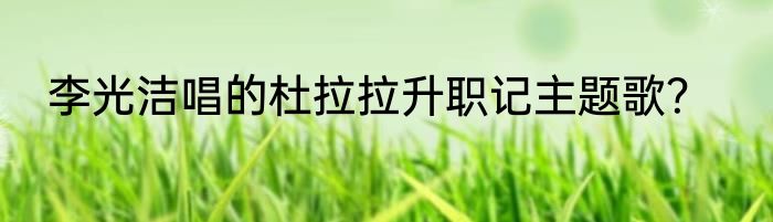 李光洁唱的杜拉拉升职记主题歌？