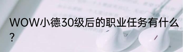 WOW小德30级后的职业任务有什么？