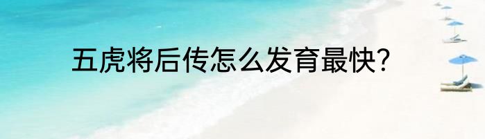 五虎将后传怎么发育最快？
