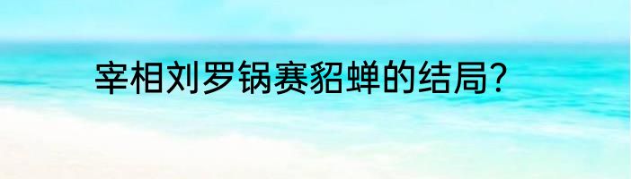 宰相刘罗锅赛貂蝉的结局？