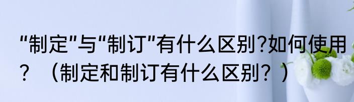 “制定”与“制订”有什么区别?如何使用？（制定和制订有什么区别？）