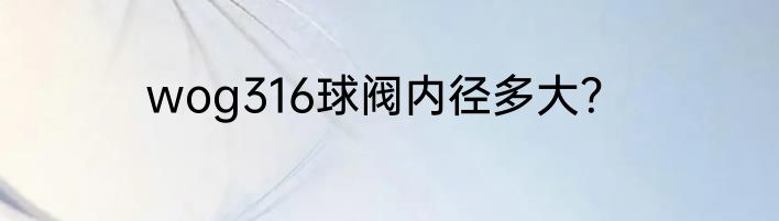 wog316球阀内径多大？