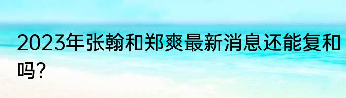 2023年张翰和郑爽最新消息还能复和吗？