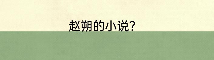 赵朔的小说？