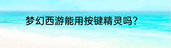 梦幻西游能用按键精灵吗？
