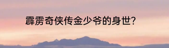 霹雳奇侠传金少爷的身世？