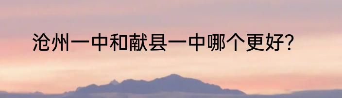 沧州一中和献县一中哪个更好？