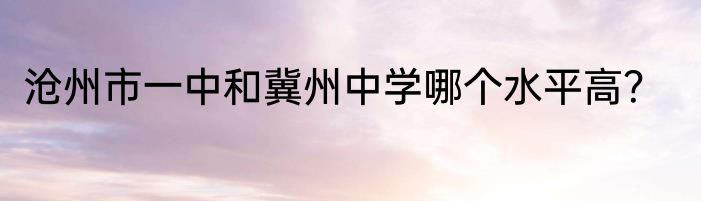 沧州市一中和冀州中学哪个水平高？