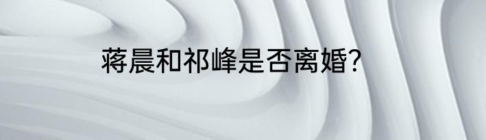 蒋晨和祁峰是否离婚？