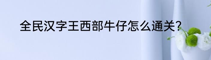 全民汉字王西部牛仔怎么通关？