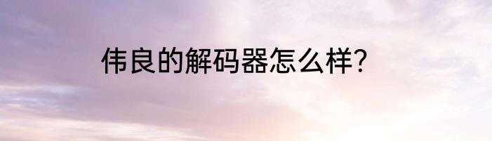 伟良的解码器怎么样？