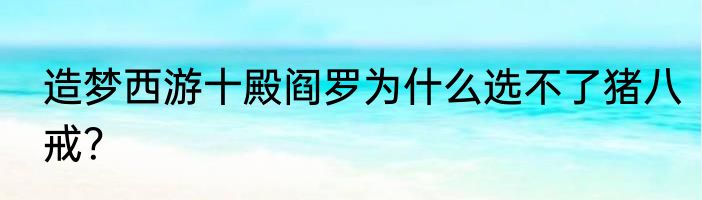 造梦西游十殿阎罗为什么选不了猪八戒？