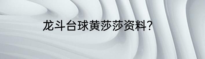 龙斗台球黄莎莎资料？