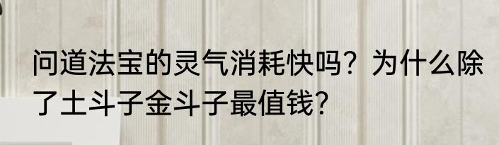 问道法宝的灵气消耗快吗？为什么除了土斗子金斗子最值钱？