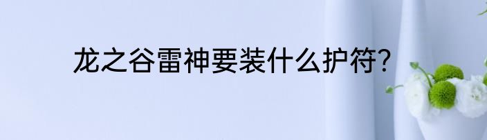 龙之谷雷神要装什么护符？